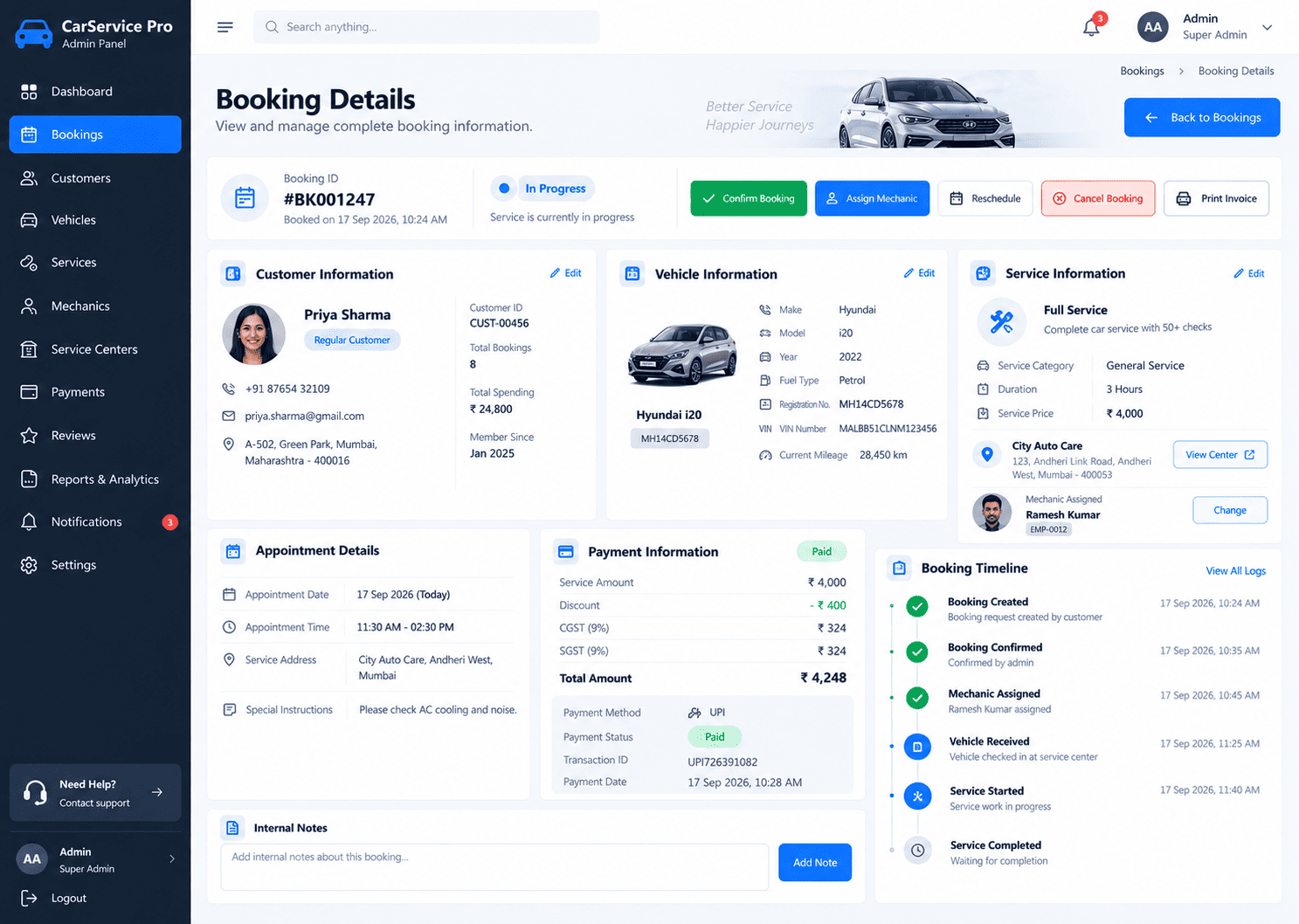 Live Booking Dispatch & Valet Pickup Board